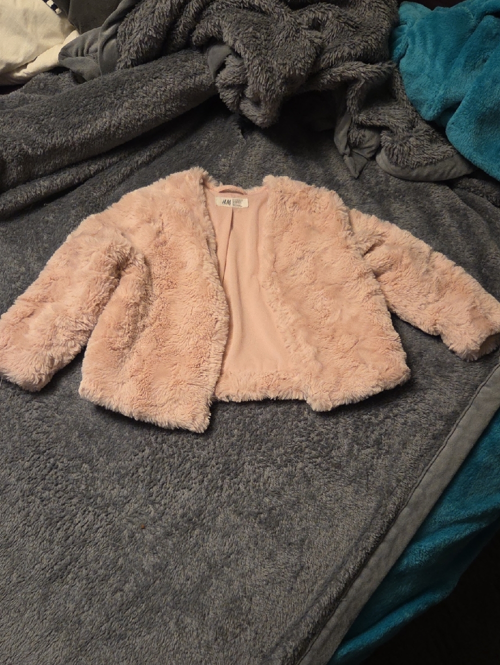 H&M Girls' Light Pink Faux Fur Jacket